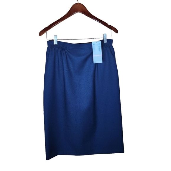 Alfred Dunner Navy Blue Midi Skirt w/ Pockets Women's Size 10 New - Picture 5 of 9